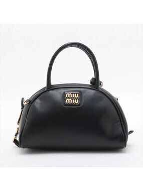 Miu Miu Leather Handbag Tote Top Handle Black